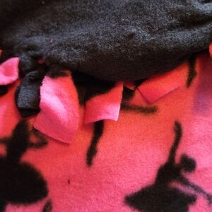 Cozy Black and Hot Pink Fleece Tie-Edge Blanket